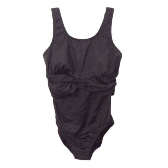 LANDS END SLIMMING 1 PC SIZE 8 BLACK SCOOPNECK TUMMY CONTROL SWIMSUIT - Picture 1 of 7